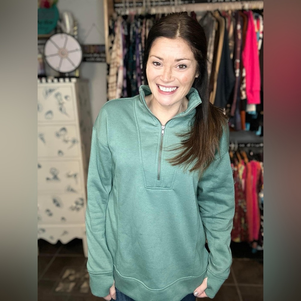 Lularoe Rise Collection Persistent Half Zip Pullover Green size 1XL